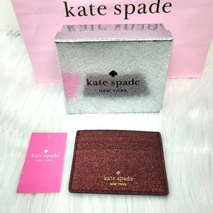 NWB KATE SPADE NEW YORK Boxed Small Slim Cardholder Shimmy Glitter Wallet